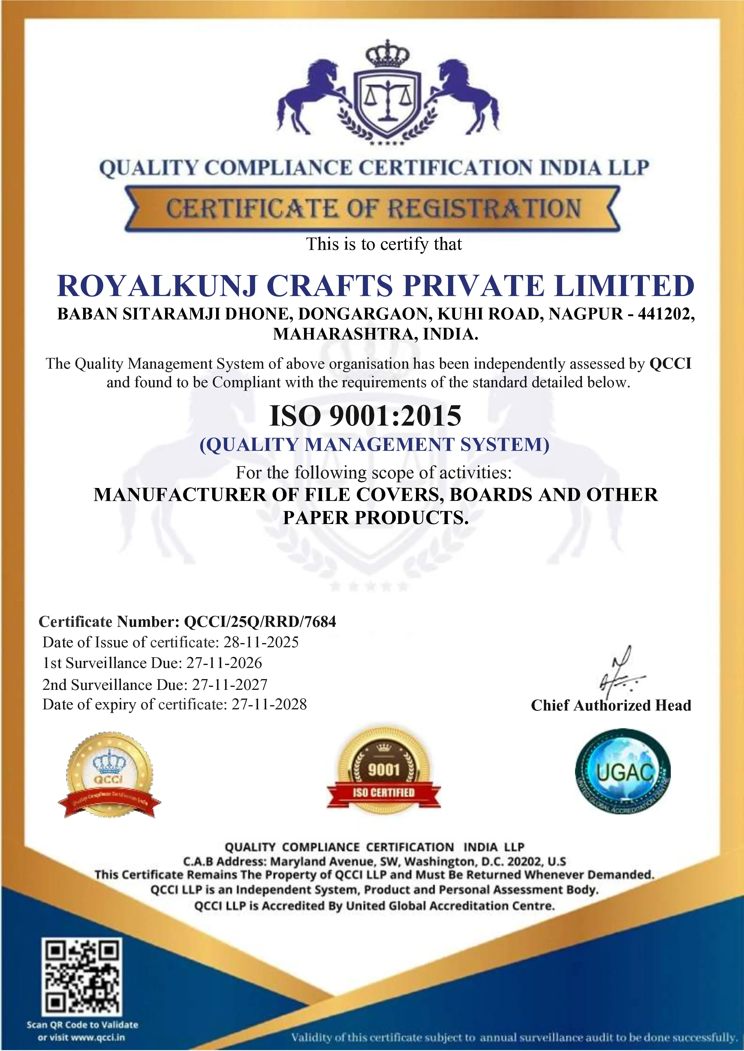 ISO 9001:2015 Certificate